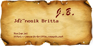 Jánosik Britta névjegykártya